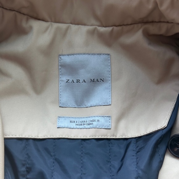 Zara Men’s Beige Waterproof Trench Coat - SMALL - Picture 2 of 2